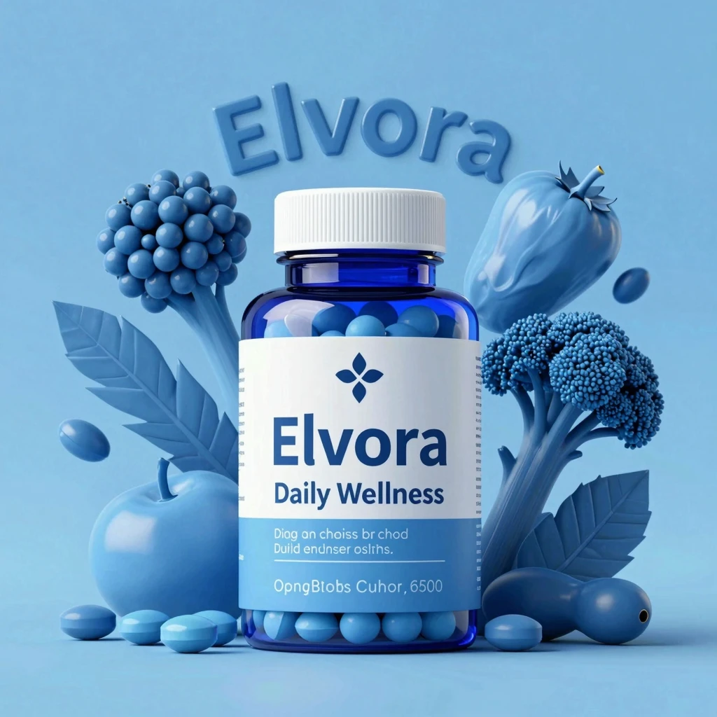 Elvora daily wellness blend supplement bottle